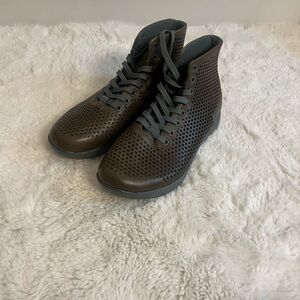 NOBULL Women's Perforated High-Top Sneakers - Dark Brown/Gray